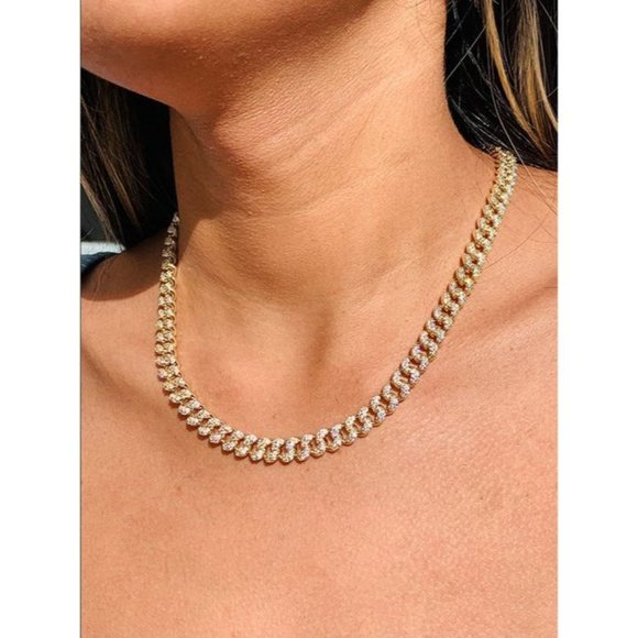 5ct Diamond 18K Gold Womens Chain Necklace 24